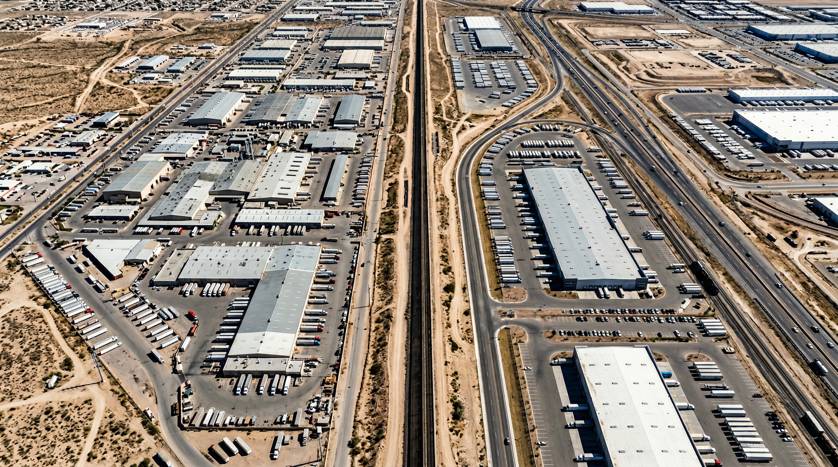 Industrial park aerial view — Baja California Tijuana-San Diego border corridor manufacturing zone